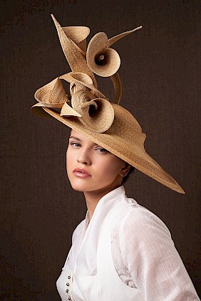 Couture hat with calla flowers