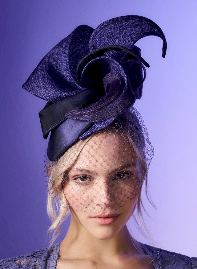 Couture | Violet fascinator hat with veil