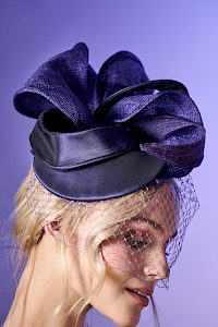 Couture | Violet fascinator hat with veil -  image-2