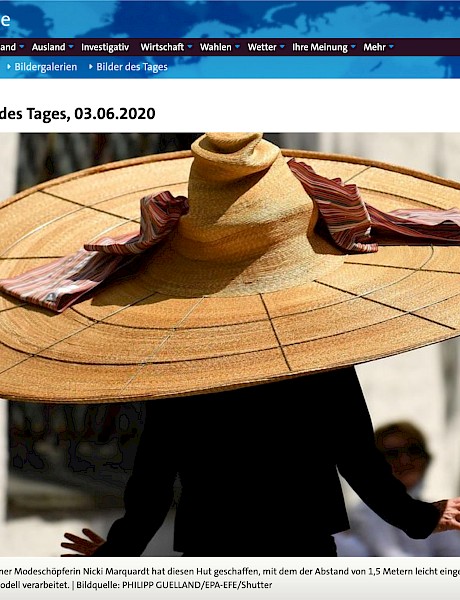 Hutmacher Nicki Marquardt mit Corona Hut auf tagesschau.de