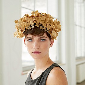 headwear gold fascinator hat wedding guest races ascot