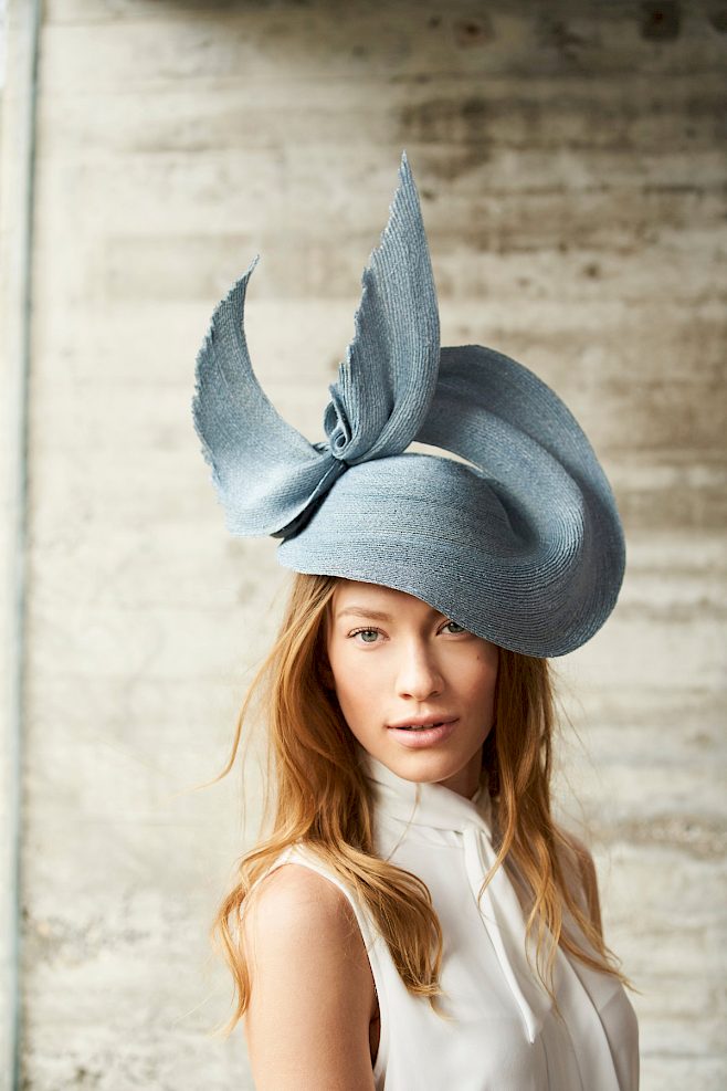 Fascinator hat blue wedding guest races Ascot