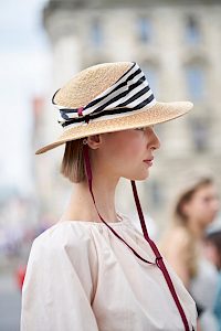 Travel hat ladies summer straw natural black and white band -  image-5
