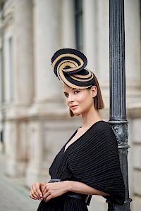Couture | Couture fascinator hat made from milan-straw -  image-2