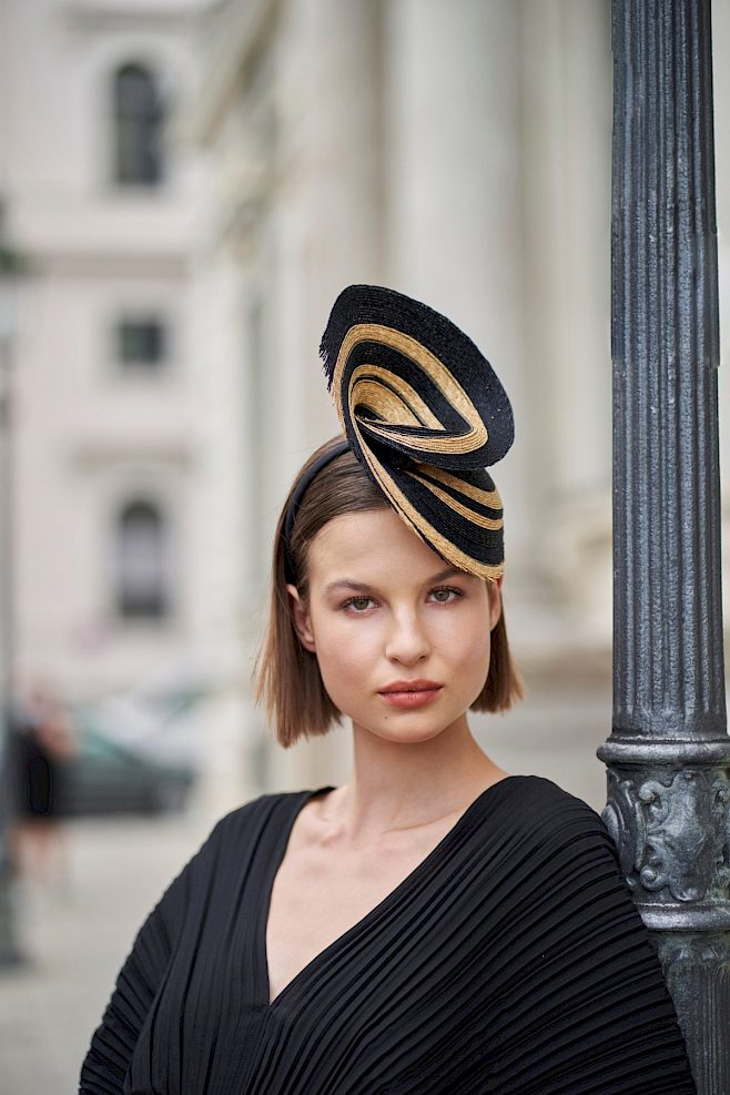 Couture | Couture fascinator hat made from milan-straw
